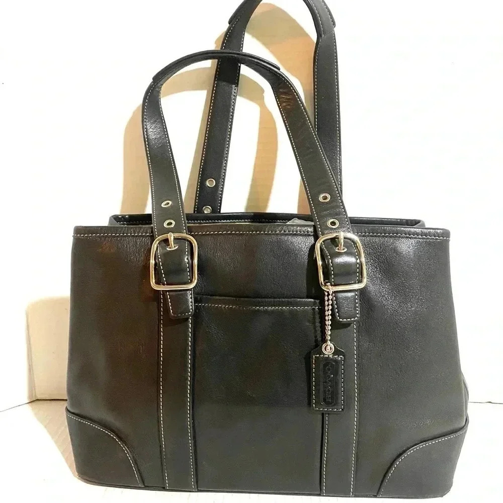 Coach vintage black leather satchel handbag - Picture 8 of 8